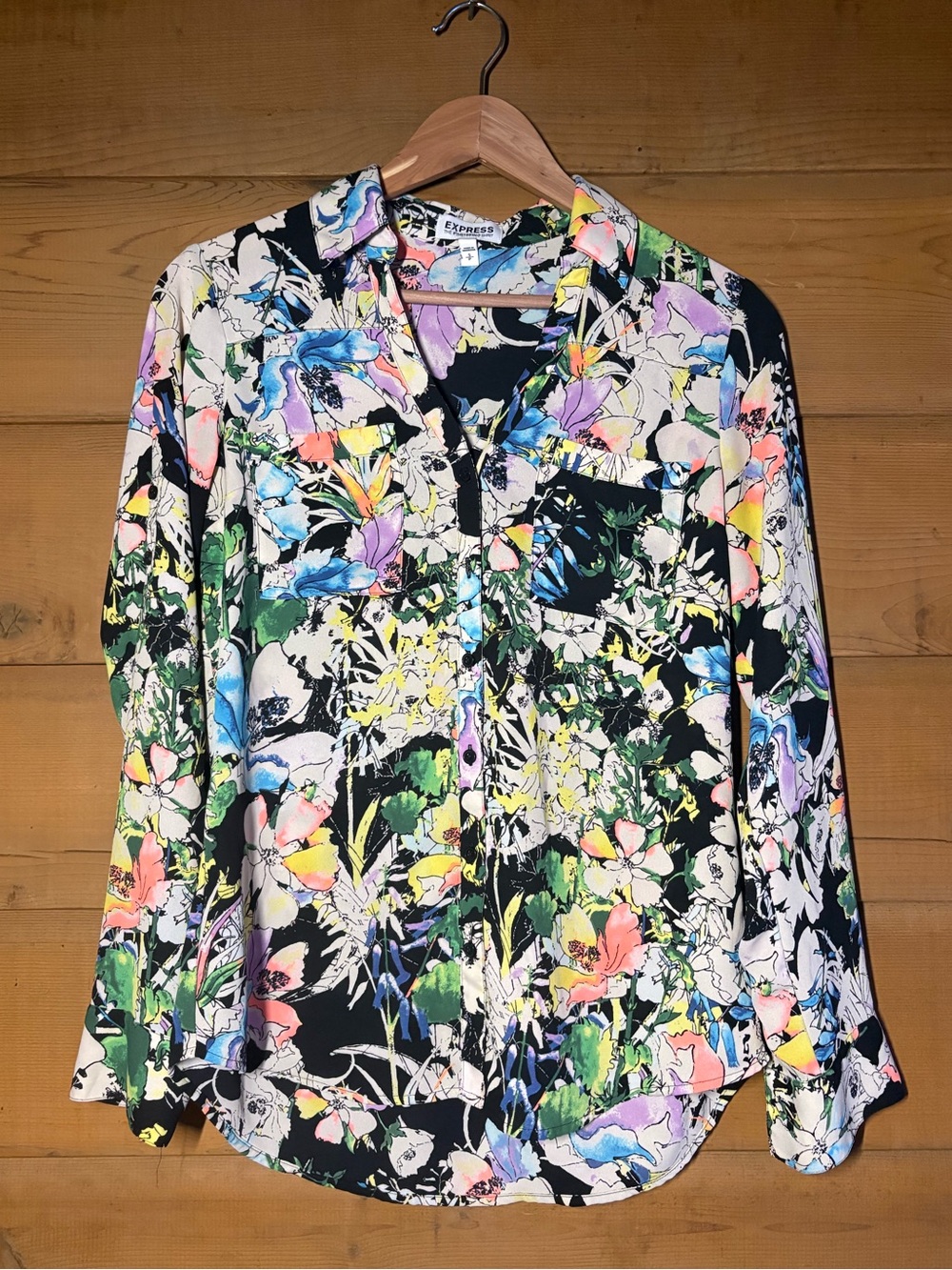 Express Portofino Shirt Multicolor Floral Button Up Shirt Lightweight